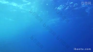 从深处慢动作清晰的蓝色海水视图